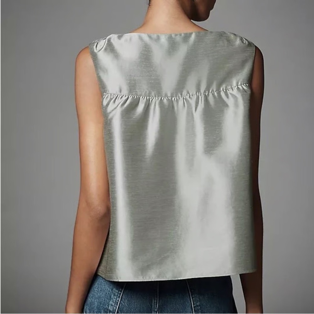 NWT ANTHROPOLOGIE MARE MARE Shirred Swing Tank Top Mint - Picture 3 of 9